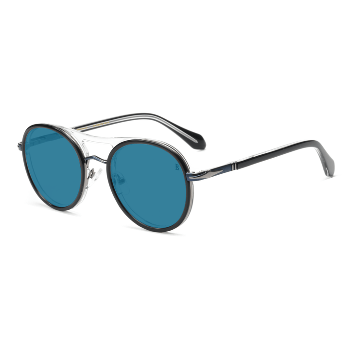 Begonia: Lunettes de soleil de luxe Bleu Argenté - Bleather Maroc