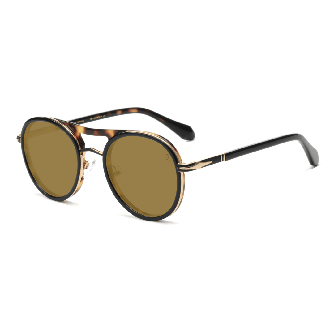 Begonia: Lunettes de soleil de luxe Marron Doré - Bleather Maroc