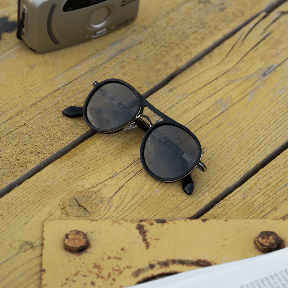 Begonia: Lunettes de soleil de luxe Noir Argenté - Bleather Maroc