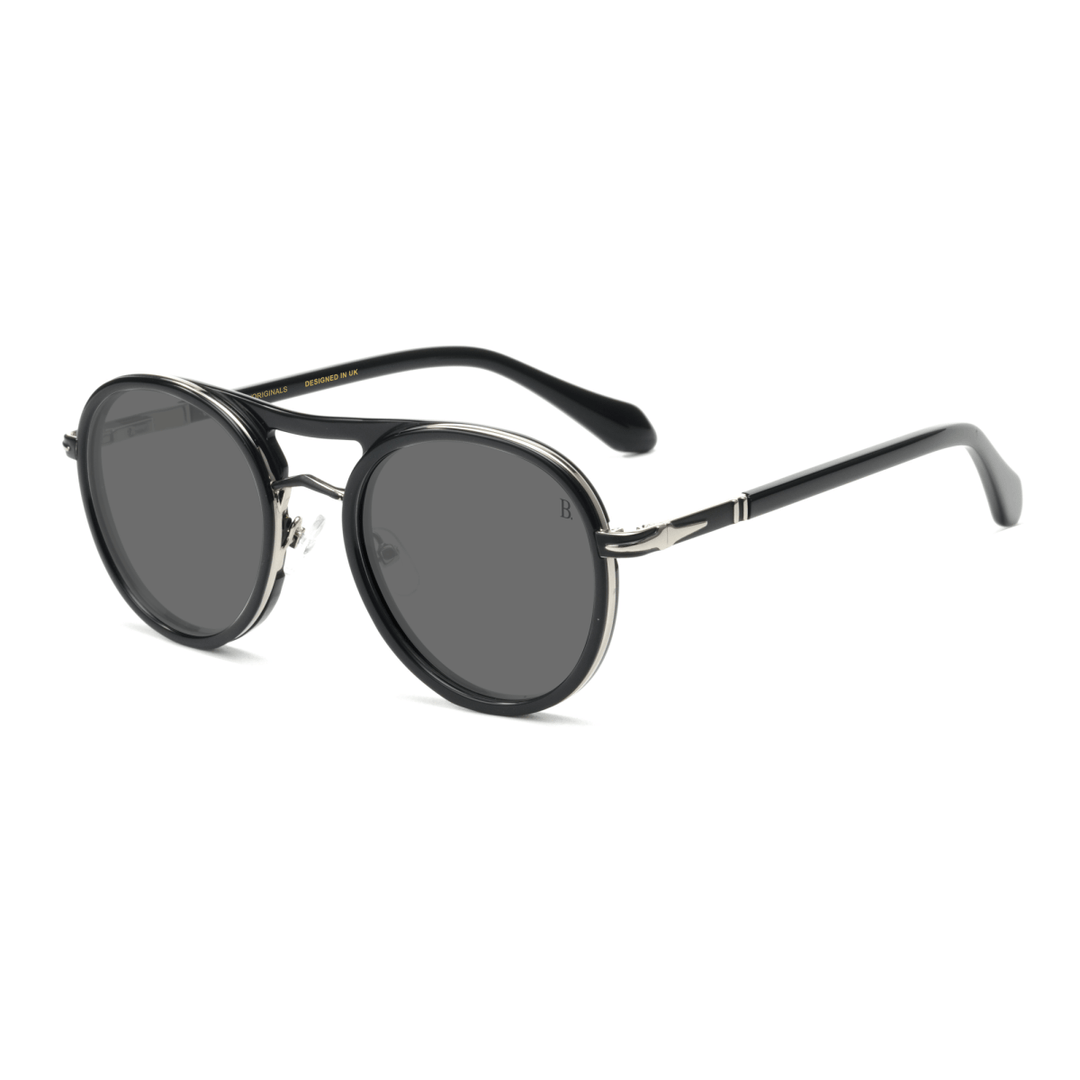 Begonia: Lunettes de soleil de luxe Noir Argenté - Bleather Maroc