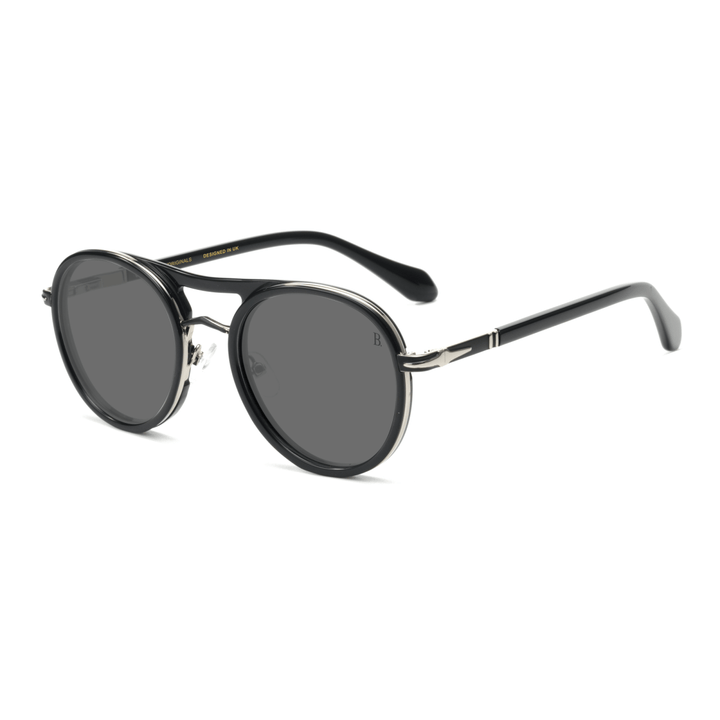 Begonia: Lunettes de soleil de luxe Noir Argenté - Bleather Maroc