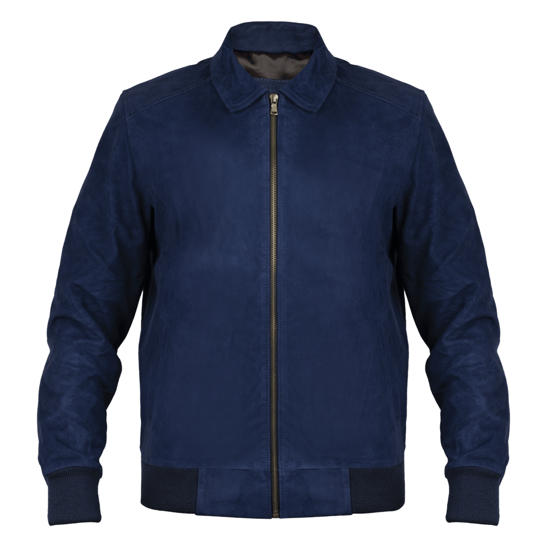Belmont: Jacket Homme - Daim Bleu - Bleather Maroc