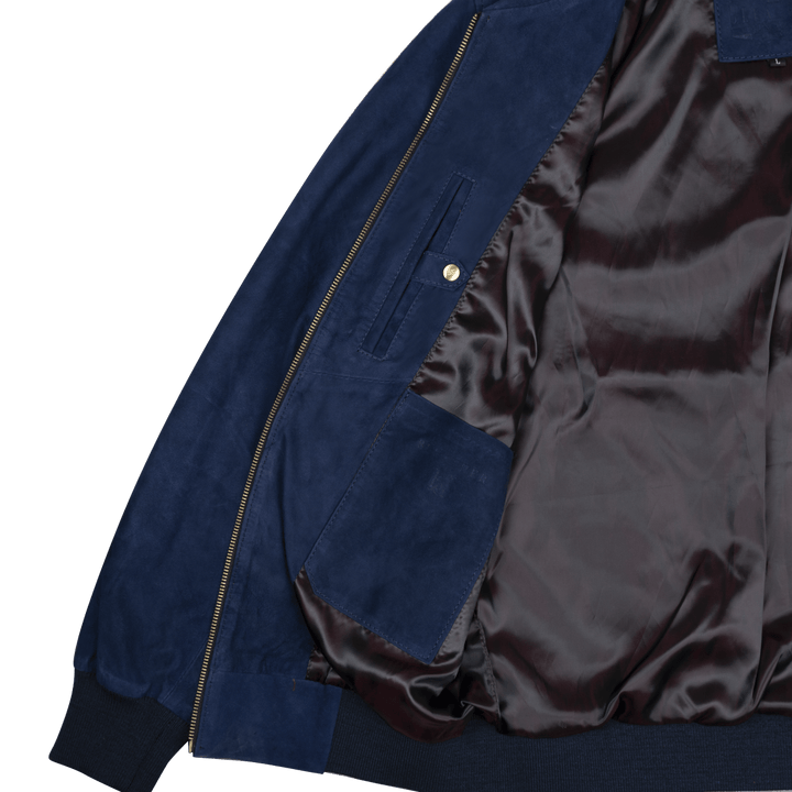 Belmont: Jacket Homme - Daim Bleu - Bleather Maroc