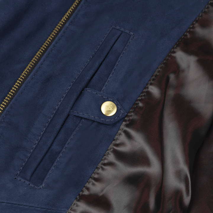 Belmont: Jacket Homme - Daim Bleu - Bleather Maroc