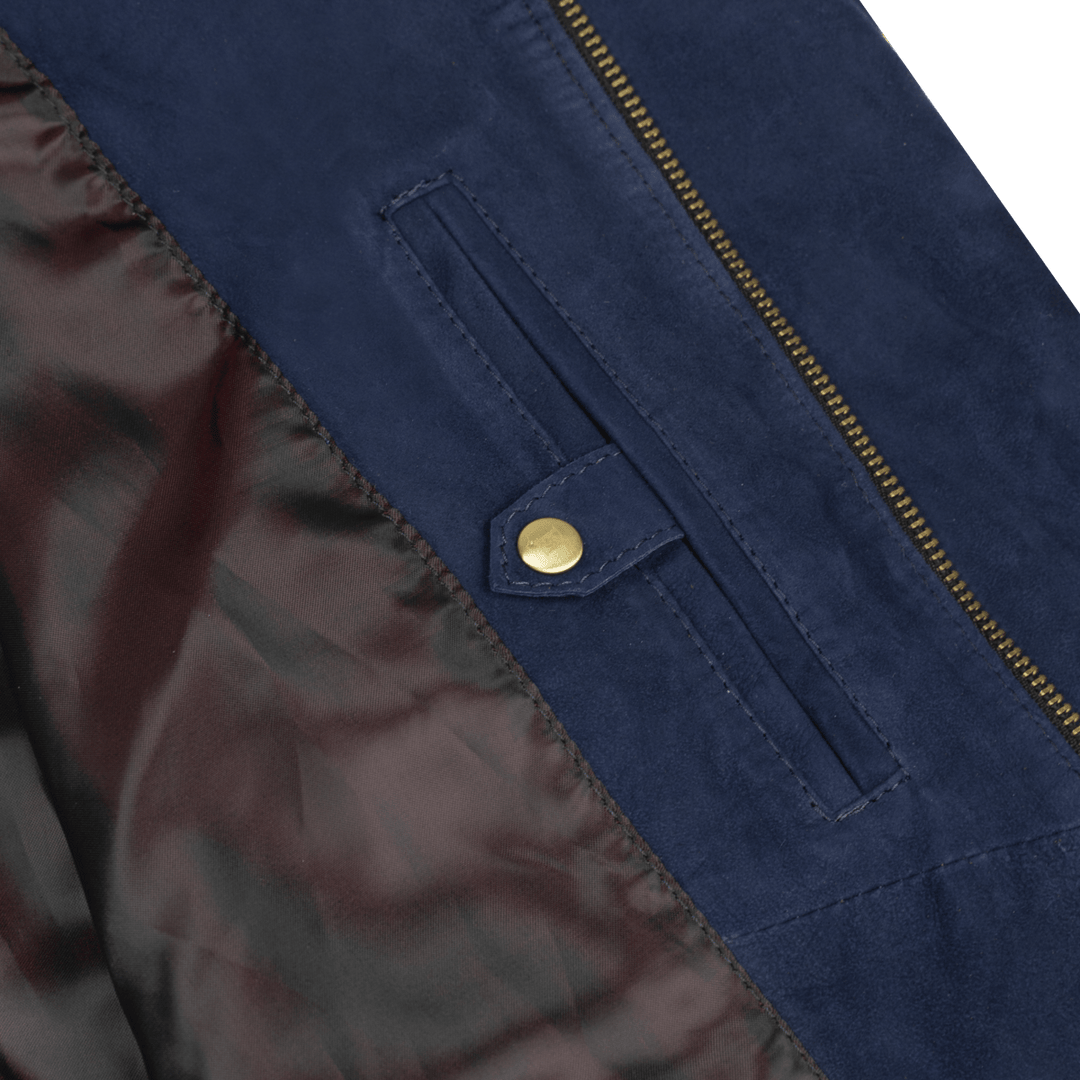 Belmont: Jacket Homme - Daim Bleu - Bleather Maroc