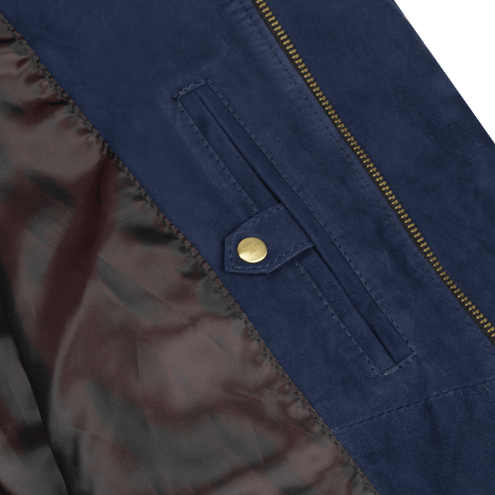 Belmont: Jacket Homme - Daim Bleu - Bleather Maroc