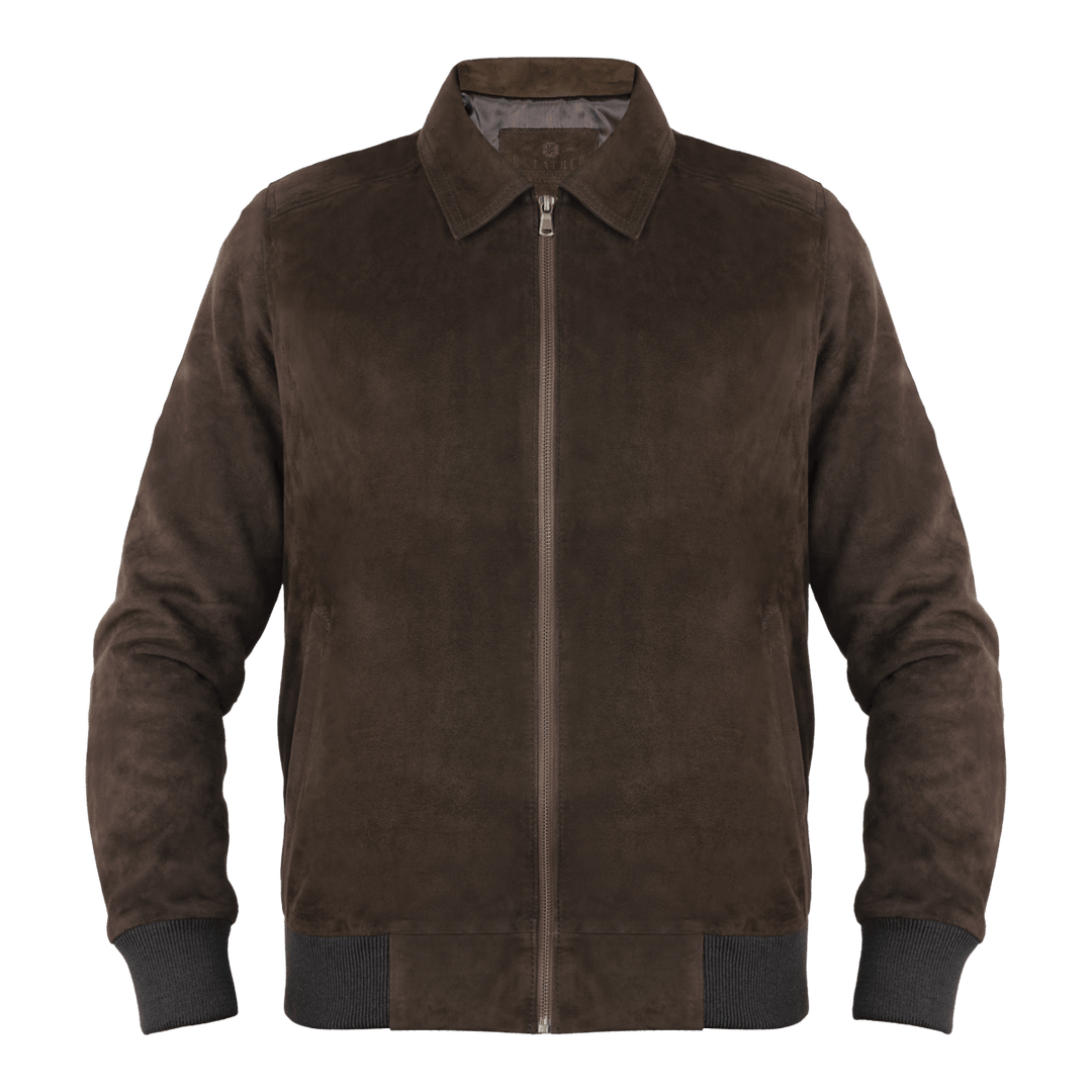 Belmont: Jacket Homme - Daim Marron - Bleather Maroc