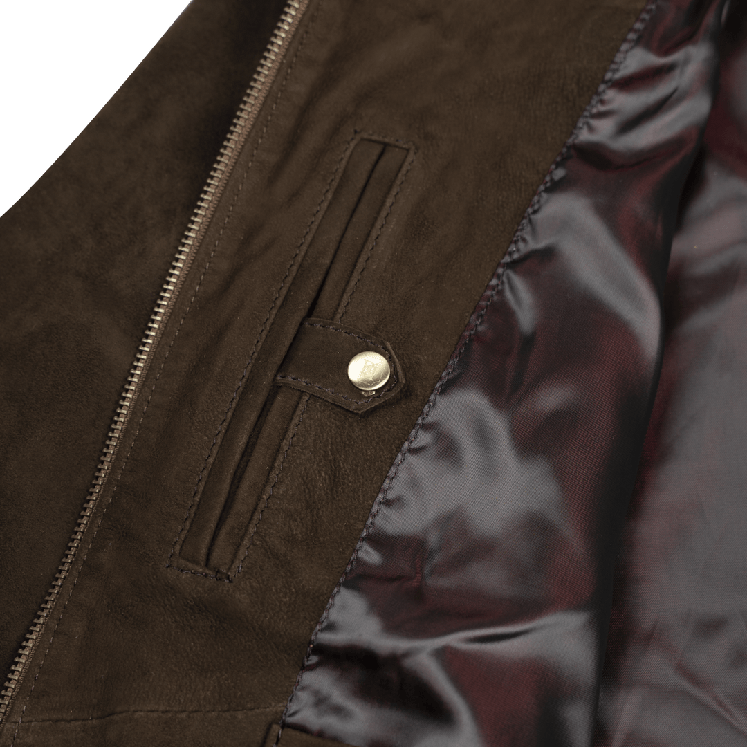 Belmont: Jacket Homme - Daim Marron - Bleather Maroc
