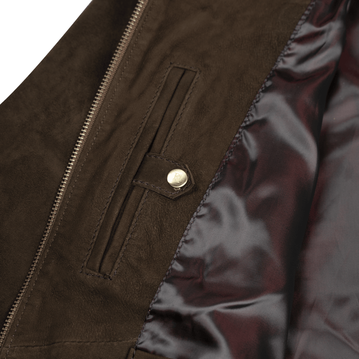 Belmont: Jacket Homme - Daim Marron - Bleather Maroc