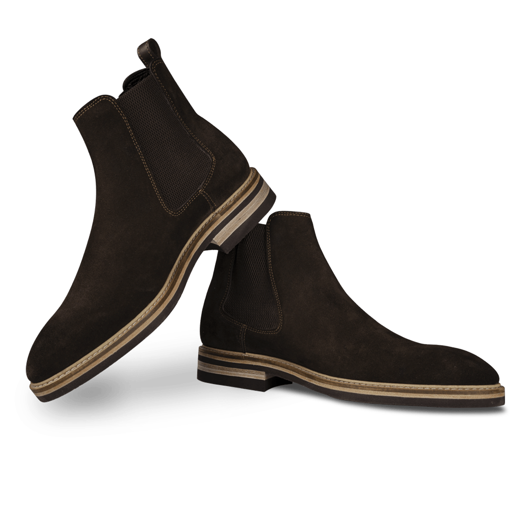 Berwick: Chelsea Boots Homme - Daim Marron - Bleather Maroc