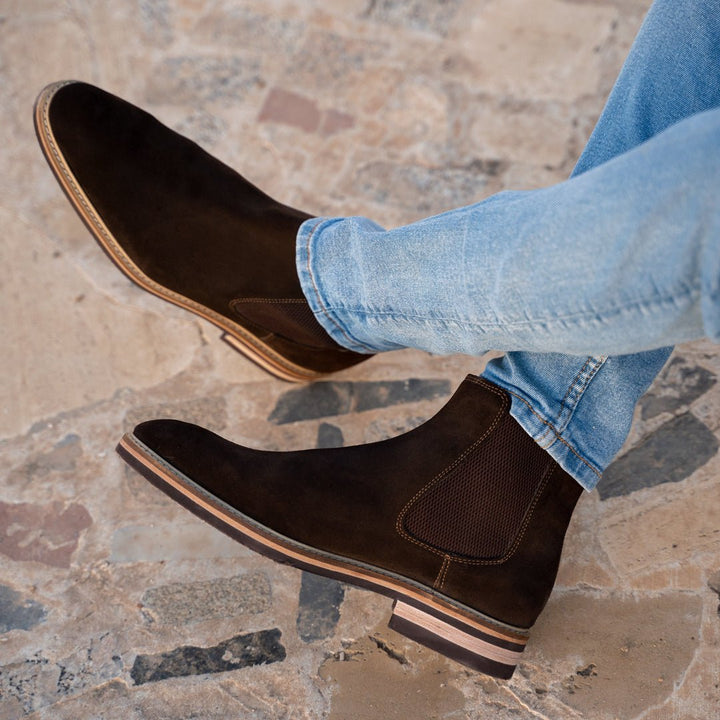 Berwick: Chelsea Boots Homme - Daim Marron - Bleather Maroc