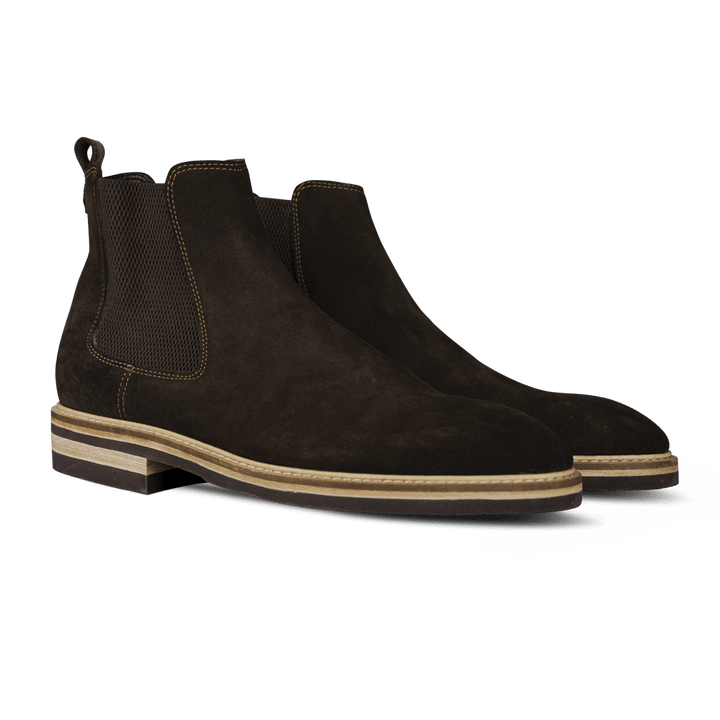 Berwick: Chelsea Boots Homme - Daim Marron - Bleather Maroc