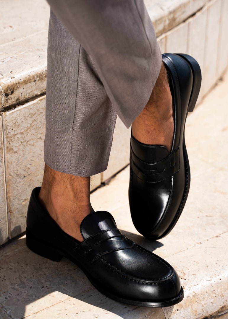 Beverley: Mocassin Homme - Cuir Noir - Bleather Maroc
