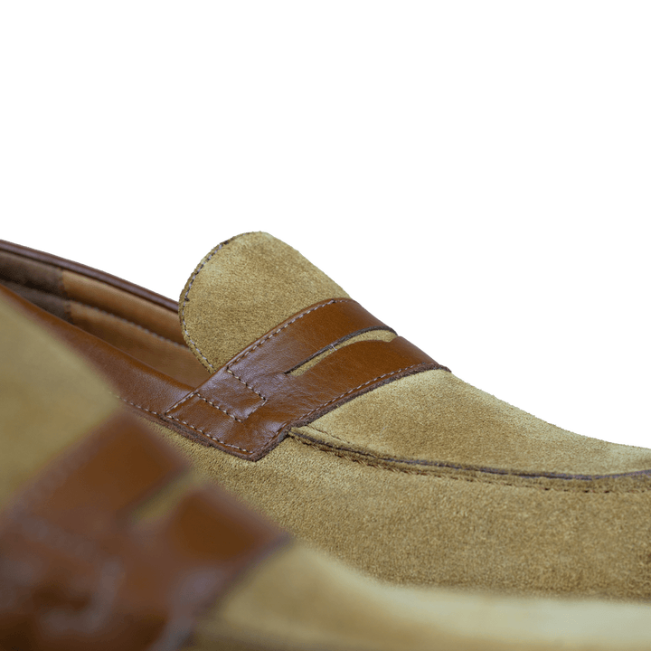 Beverley: Mocassin Homme - Daim Beige - Bleather Maroc