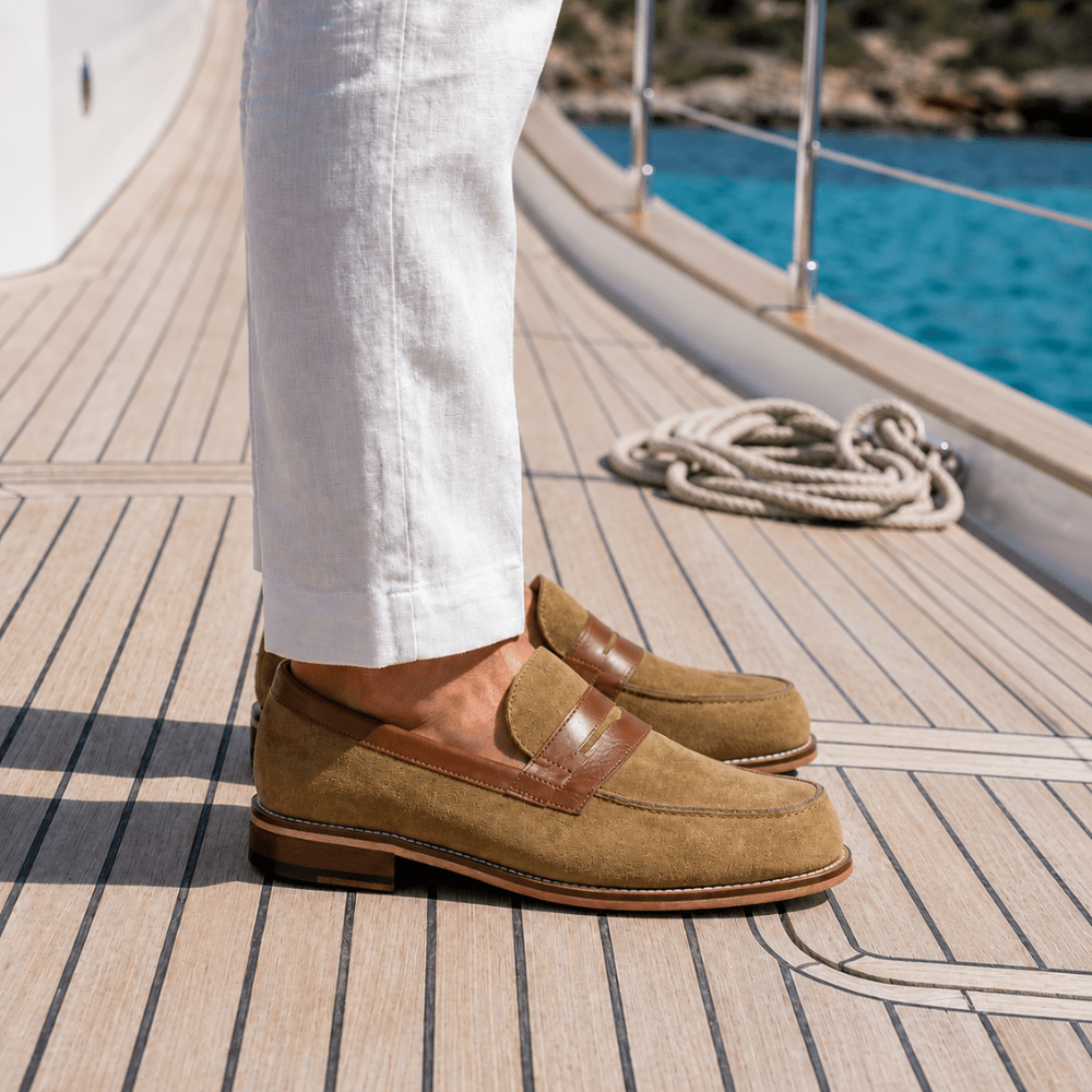 Beverley: Mocassin Homme - Daim Beige - Bleather Maroc