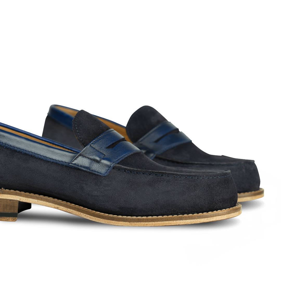 Beverley: Mocassin Homme - Daim Bleu - Bleather Maroc