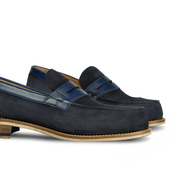 Beverley: Mocassin Homme - Daim Bleu - Bleather Maroc