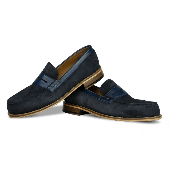 Beverley: Mocassin Homme - Daim Bleu - Bleather Maroc