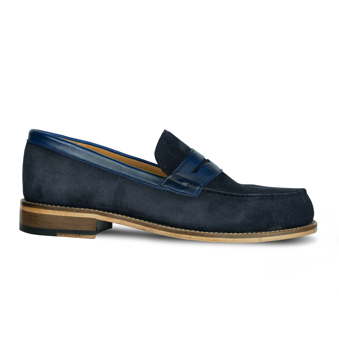 Beverley: Mocassin Homme - Daim Bleu - Bleather Maroc
