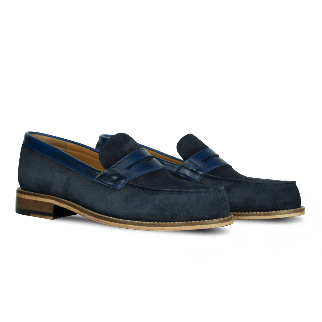 Beverley: Mocassin Homme - Daim Bleu - Bleather Maroc