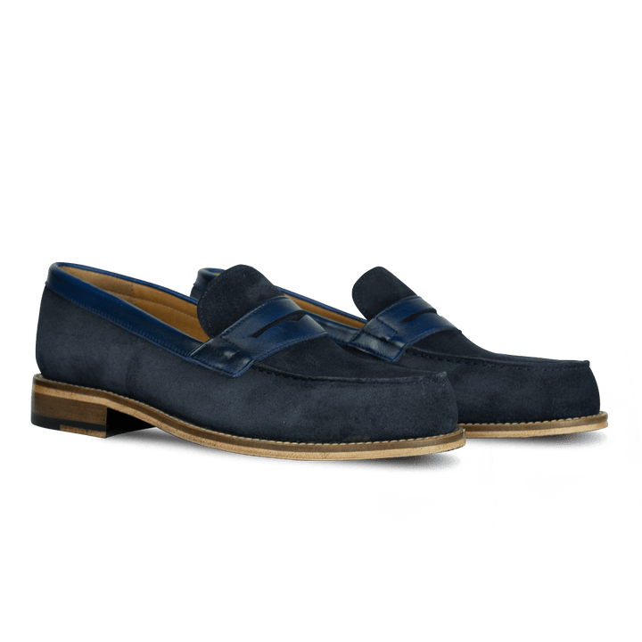 Beverley: Mocassin Homme - Daim Bleu - Bleather Maroc