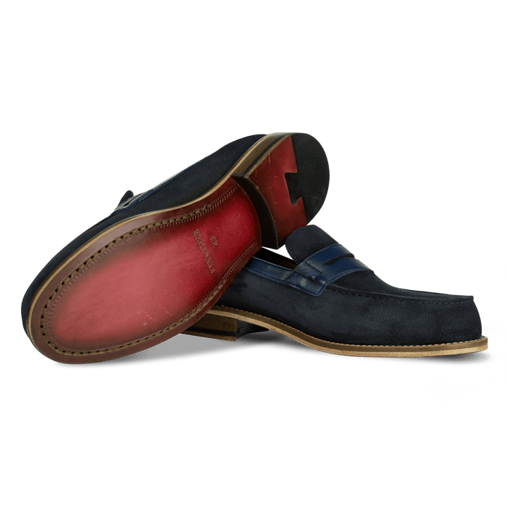 Beverley: Mocassin Homme - Daim Bleu - Bleather Maroc