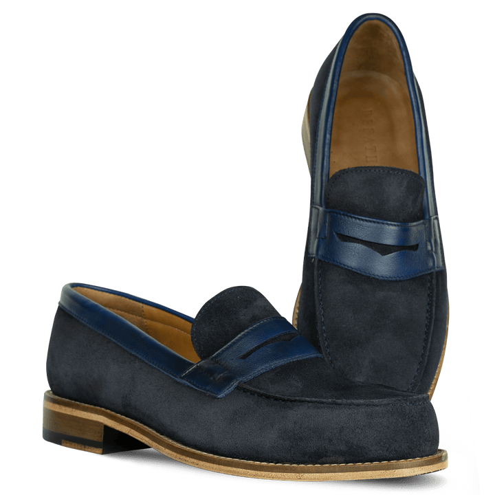 Beverley: Mocassin Homme - Daim Bleu - Bleather Maroc