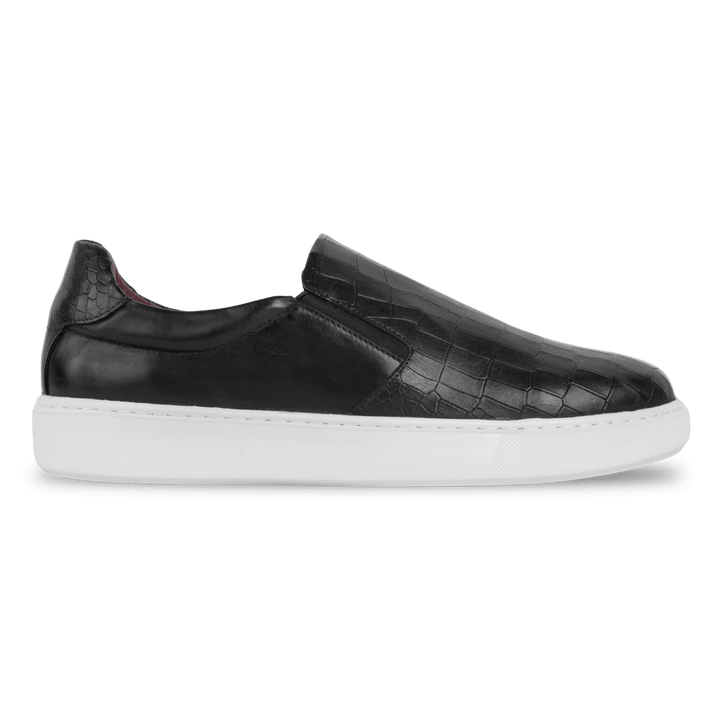 Bigford : Sneakers Homme - Cuir Croco Noir - Bleather Maroc