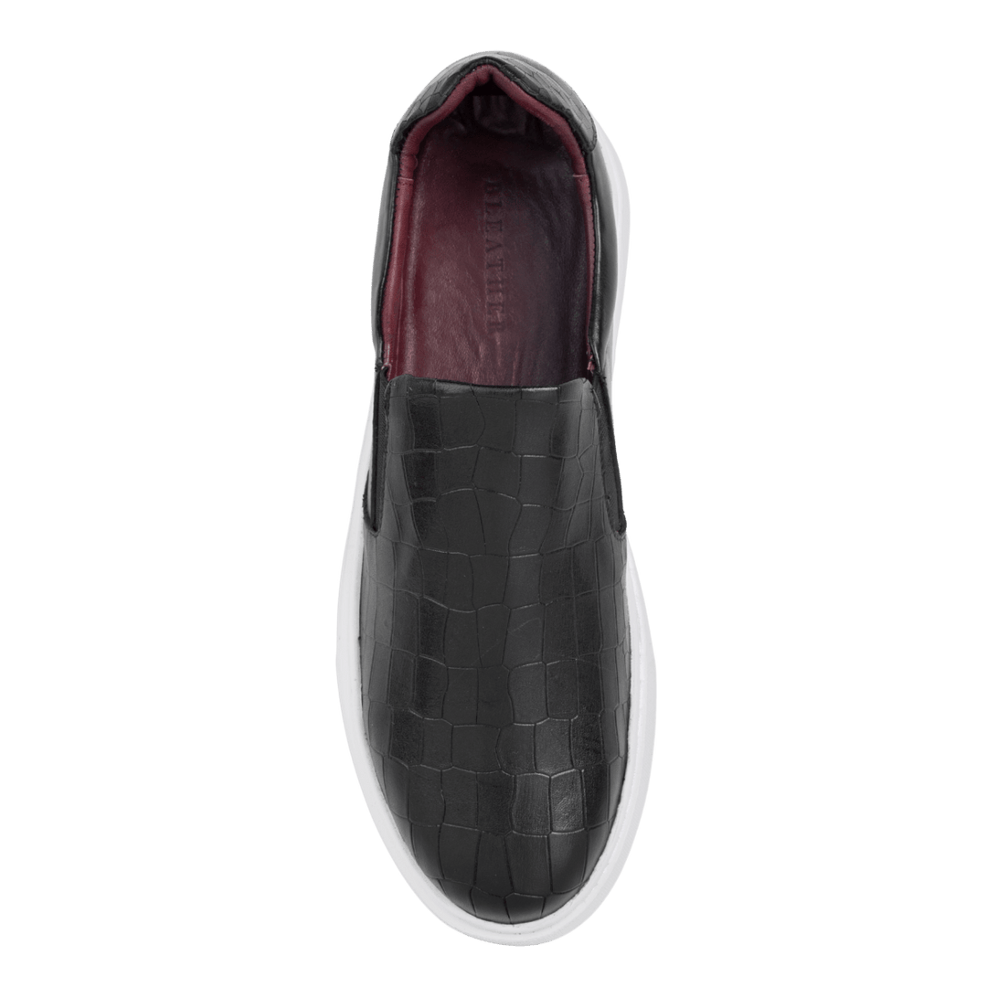 Bigford : Sneakers Homme - Cuir Croco Noir - Bleather Maroc