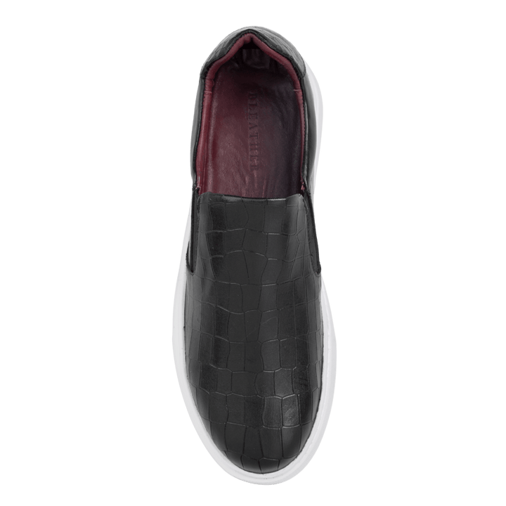 Bigford : Sneakers Homme - Cuir Croco Noir - Bleather Maroc