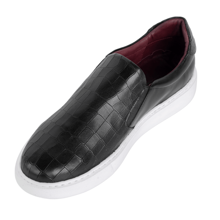 Bigford : Sneakers Homme - Cuir Croco Noir - Bleather Maroc