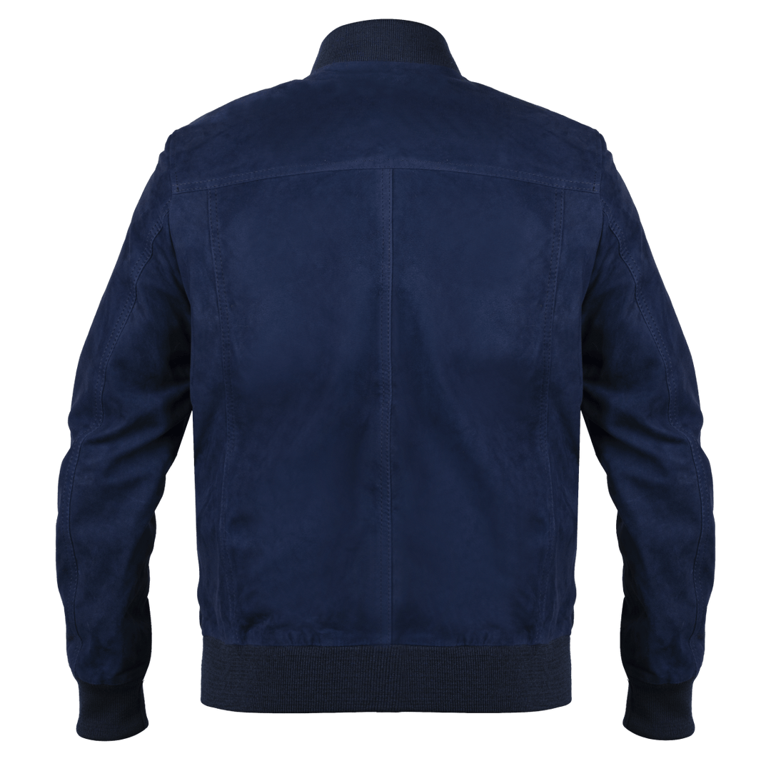 Bomber: Jacket Homme - Daim Bleu - Bleather Maroc