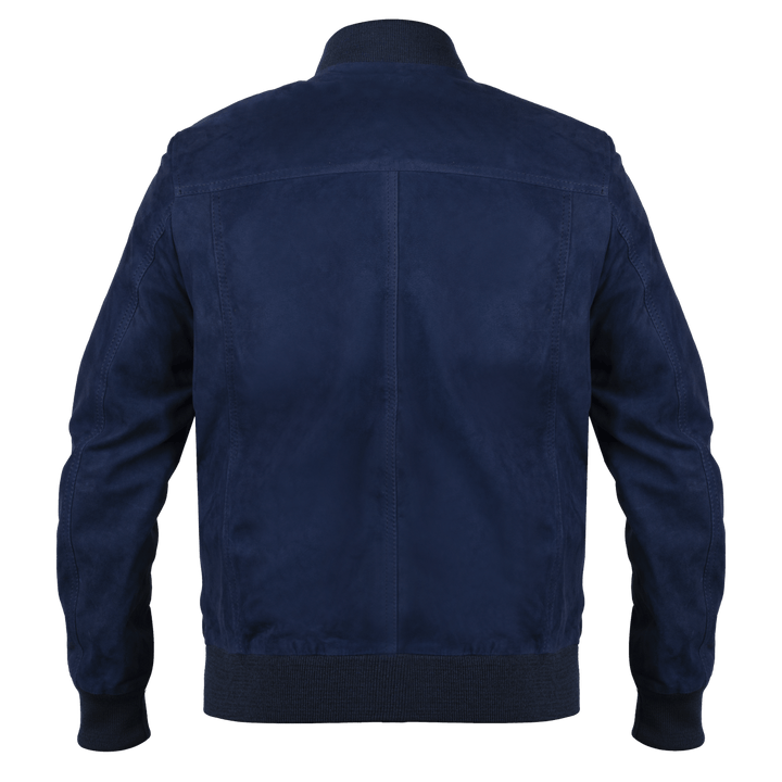 Bomber: Jacket Homme - Daim Bleu - Bleather Maroc