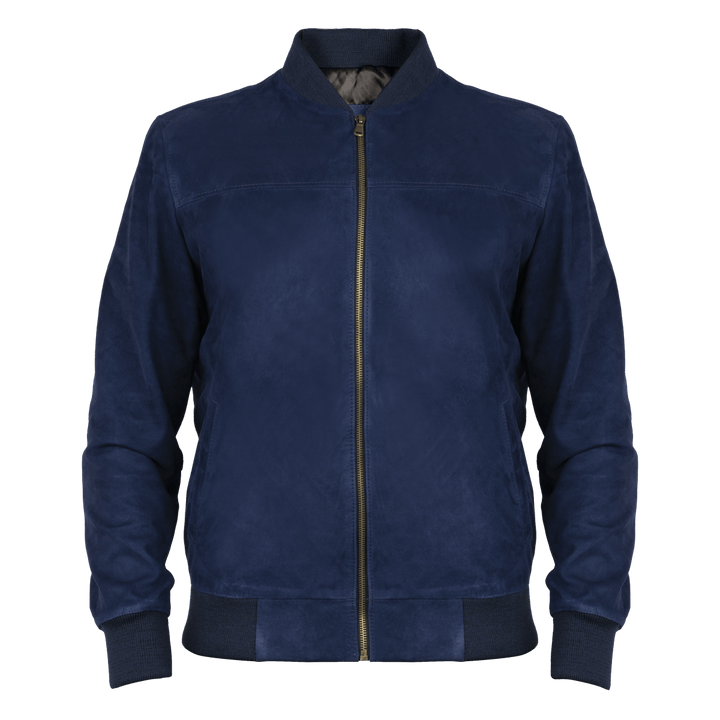 Bomber: Jacket Homme - Daim Bleu - Bleather Maroc
