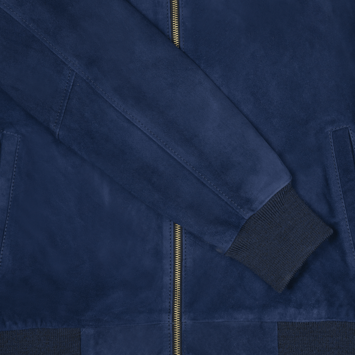 Bomber: Jacket Homme - Daim Bleu - Bleather Maroc