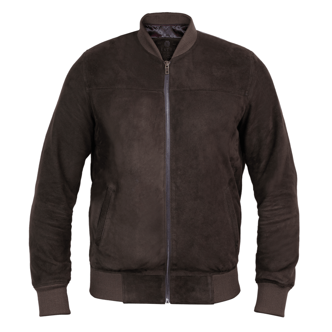 Bomber: Jacket Homme - Daim Marron - Bleather Maroc