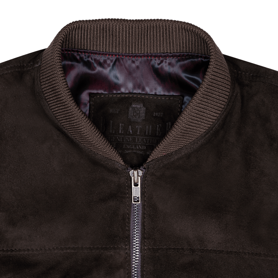 Bomber: Jacket Homme - Daim Marron - Bleather Maroc