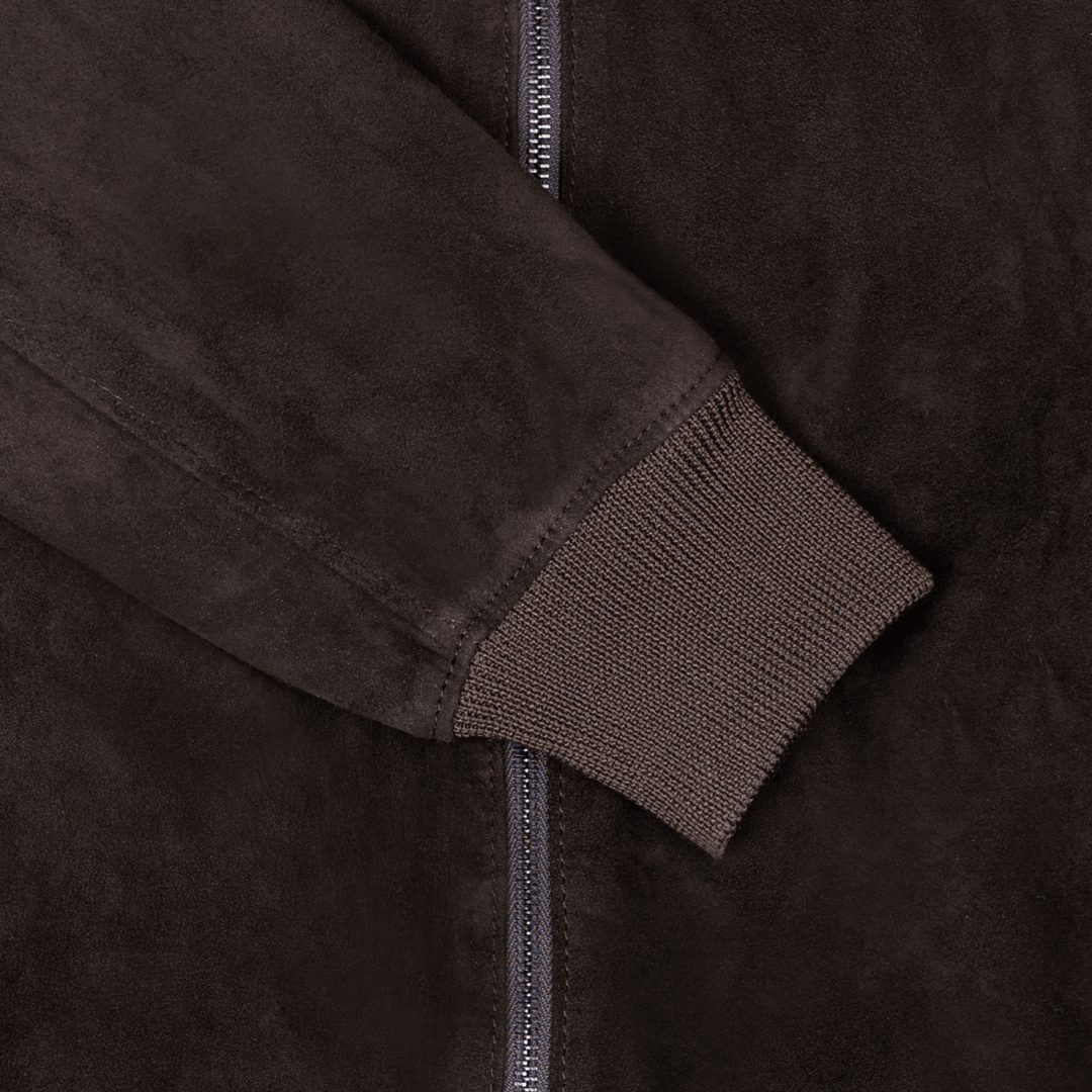 Bomber: Jacket Homme - Daim Marron - Bleather Maroc