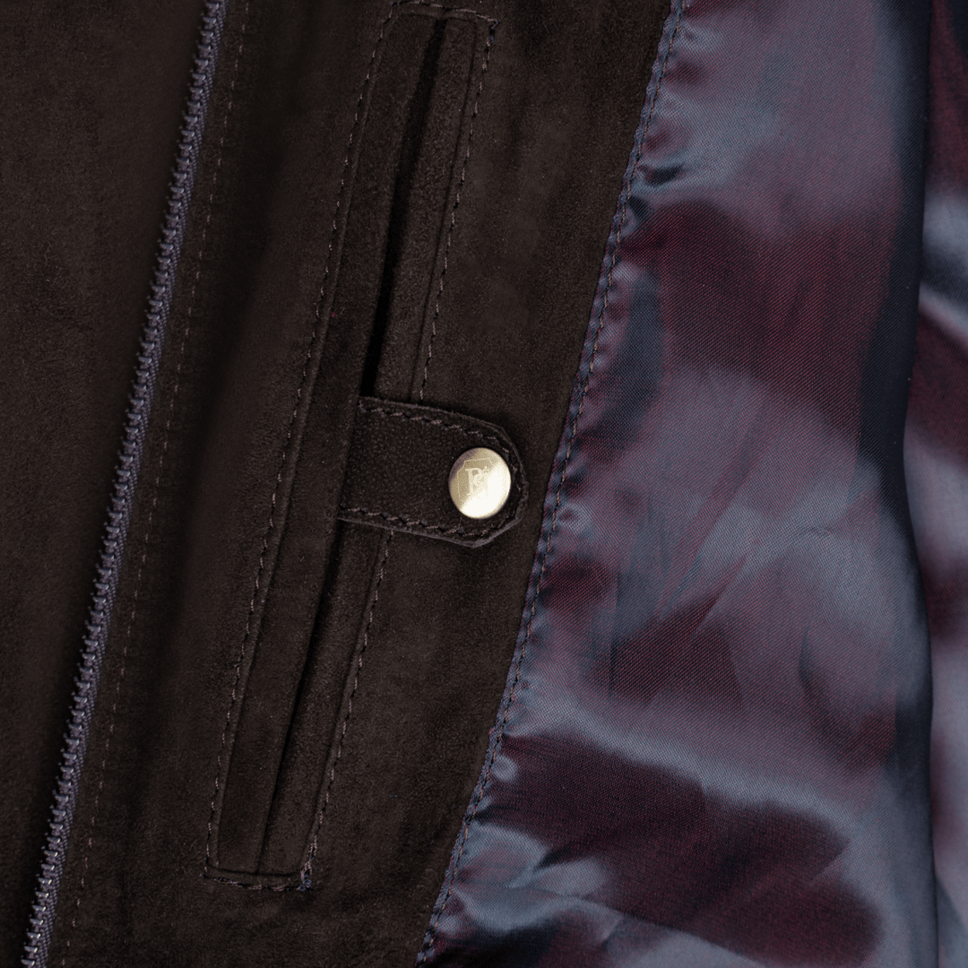 Bomber: Jacket Homme - Daim Marron - Bleather Maroc
