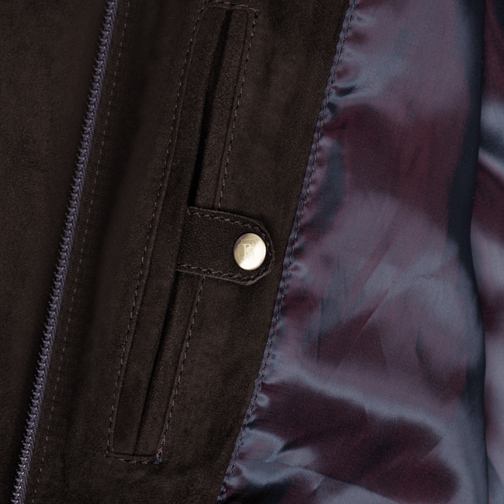 Bomber: Jacket Homme - Daim Marron - Bleather Maroc