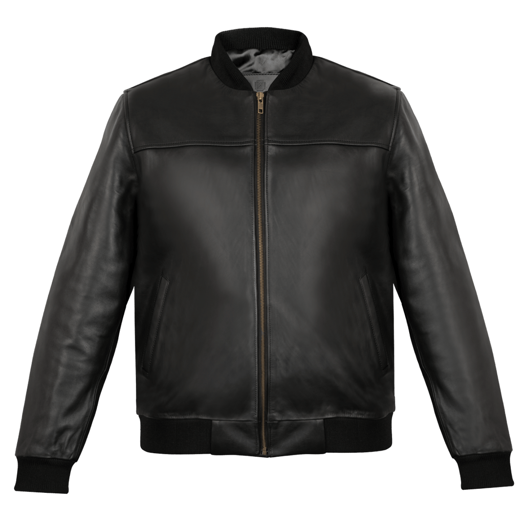Bomber: Jacket Hommes Cuir Noir Bleather UK – - Main Image