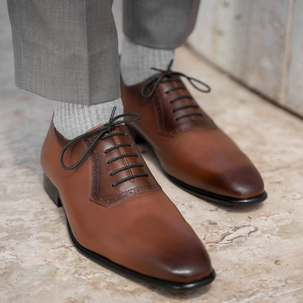 Branson: Richelieu Homme - Cuir Cognac - Bleather Maroc