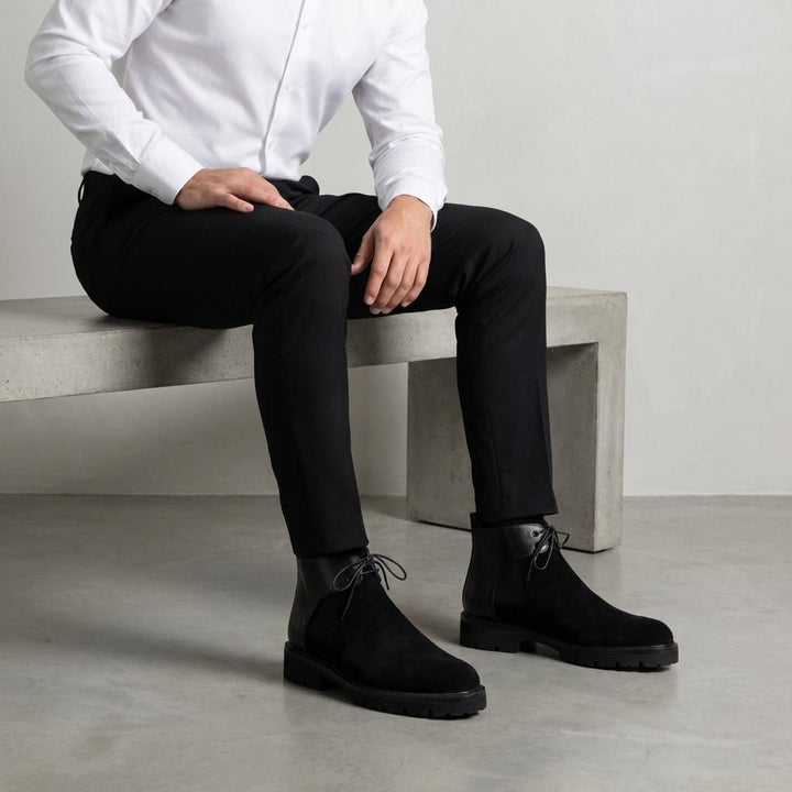 Brayen: Chelsea Boots Homme - Daim Noir - Bleather Maroc