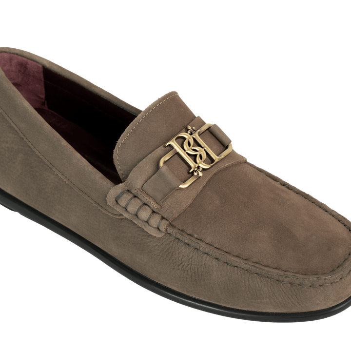 Brighton : Mocassin Homme - Nubuck Taupe - Bleather Maroc