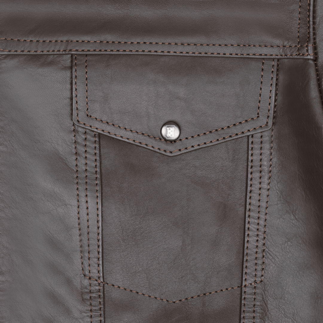 Brixton: Jacket Homme - Cuir Marron - Bleather Maroc