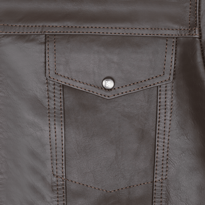 Brixton: Jacket Homme - Cuir Marron - Bleather Maroc