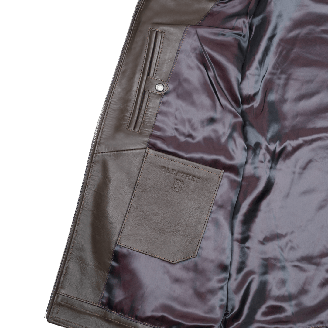 Brixton: Jacket Homme - Cuir Marron - Bleather Maroc