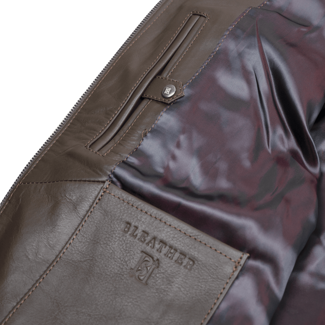 Brixton: Jacket Homme - Cuir Marron - Bleather Maroc