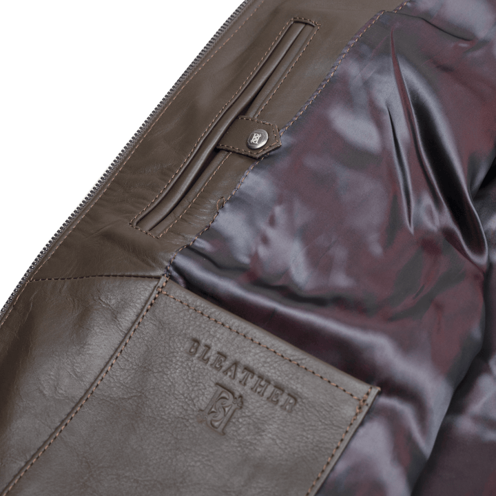 Brixton: Jacket Homme - Cuir Marron - Bleather Maroc
