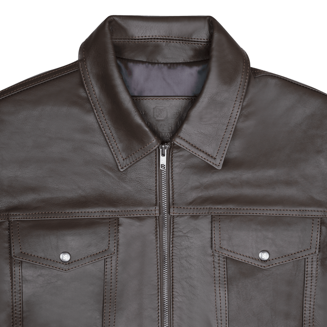 Brixton: Jacket Homme - Cuir Marron - Bleather Maroc